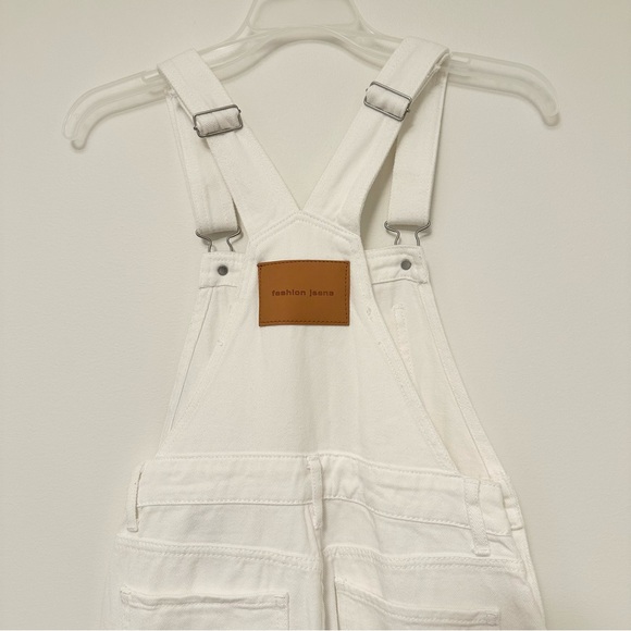 SHEIN White Denim Overalls with Adjustable Straps Women's XS size 2 Slant Pocket - Picture 6 of 7